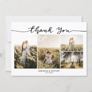 Wedding Four Photos Elegant Thank You Script Card