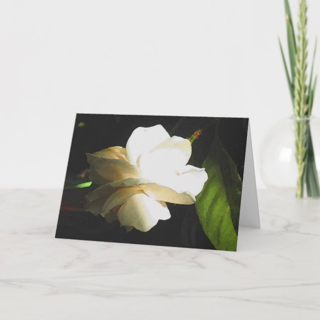 Wedding Fragrant Ivory Gardenia Blossom Card (Front)