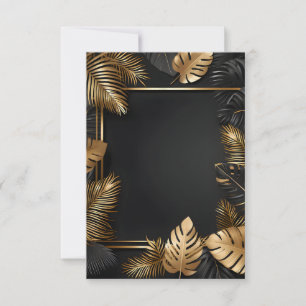 wedding frame gold leaves invitation
