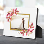 Wedding Frames Easel Backs Frameless Photo Holder<br><div class="desc">Tabletop plaque with a built-in easel features your favorite photo accented with beautiful watercolor red and gold leaves and dots. CHANGE the date to the current year or you can delete it or add more information. Great as a gift or to display your favorite photo in your own home. Your...</div>