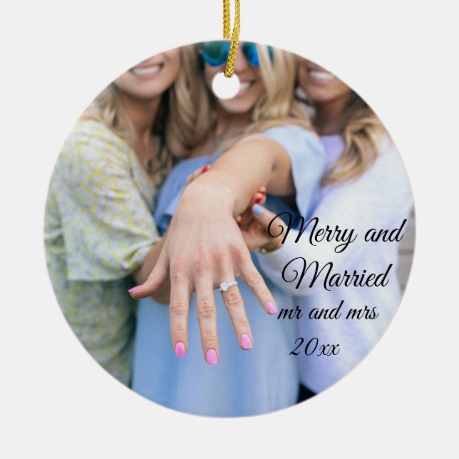 Wedding friends A wedding day Ceramic Tree Decoration (Front)