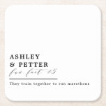 Wedding Fun Facts About the Couple Classic Script  Square Paper Coaster<br><div class="desc">Add a fun touch to your wedding, cocktail hour or Rehearsal Dinner with these paper coasters. The design features a header in bold typography with the couple's names. followed by a classic script and then a template space for the fun fact. Find in the collection designs from fact 1 -...</div>