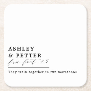 Wedding Fun Facts About the Couple Classic Script  Square Paper Coaster