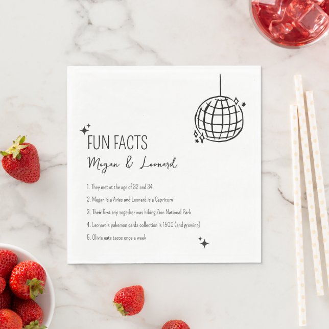 Wedding Fun facts hand drawn funky disco ball Napkin (Insitu)