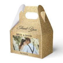 Wedding Gable Favour Box - Gold Glitter