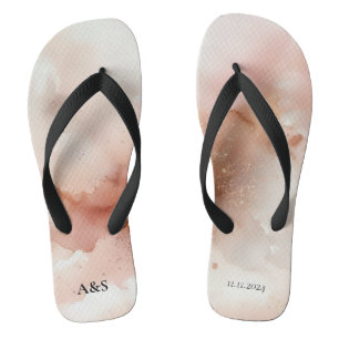 Wedding Game Rose Gold Dust Watercolor Name Jandals
