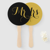 Wedding Game Round Hand Fan for Mr or Mrs