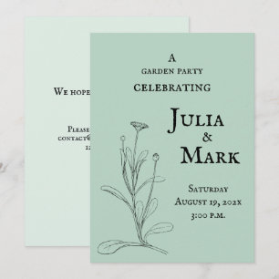 Wedding Garden Party Blue Green Sage Invitation