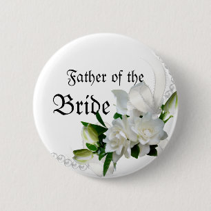 Wedding Gardenias 6 Cm Round Badge