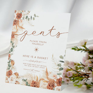 Wedding Gents Bathroom Basket Elegant  Pedestal Sign