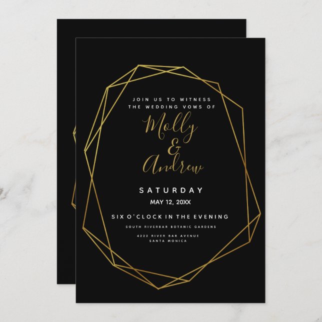 wedding geometric crystal wedding CARD INVITE (Front/Back)