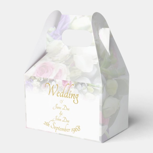 Wedding Gift - Bride with colourful wedding bouque Favour Box (Front Side)