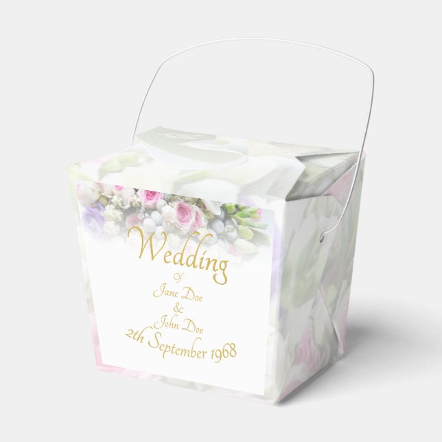 Wedding Gift - Bride with colourful wedding bouque Favour Box (Front Side)