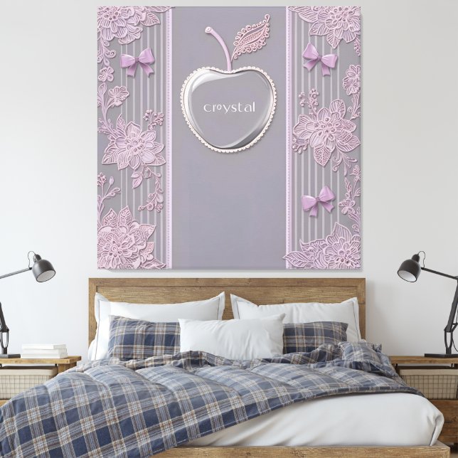 Wedding gift Crystal On Purple Lace AI art  Canvas Print (Insitu(Bedroom))