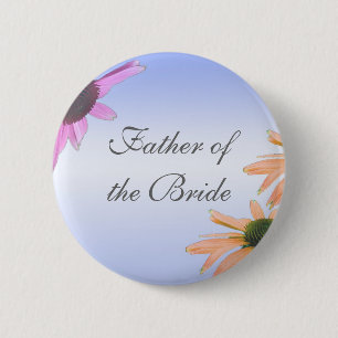 wedding gift, daisy flowers 6 cm round badge
