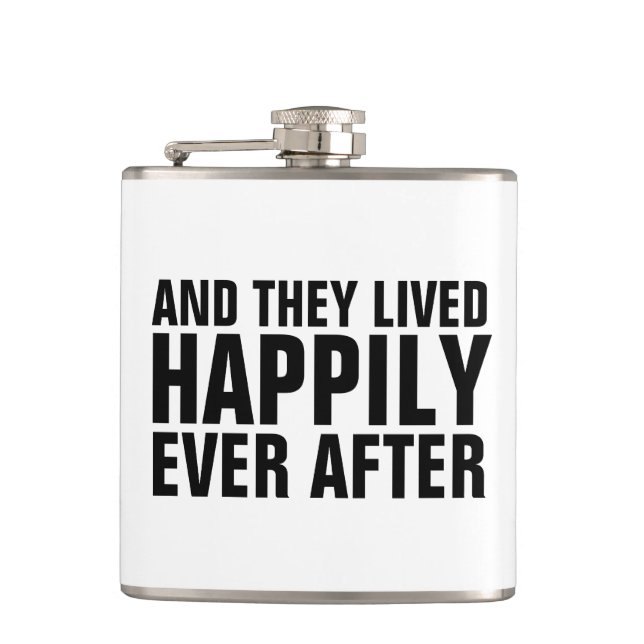 WEDDING gift FLASKS, HAPPILY EVER AFTER Hip Flask (Front)