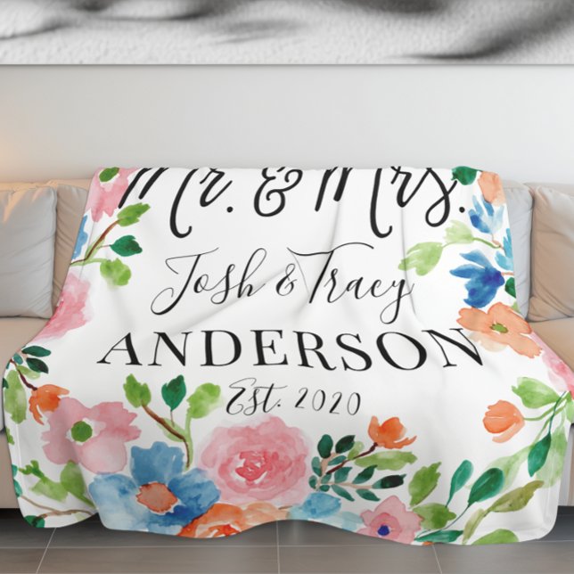 Wedding Gift For Couple, Customised Mr And Mrs Fleece Blanket (Creator Uploaded)