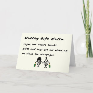 Wedding Gift Haiku - a funny thank you poem Card