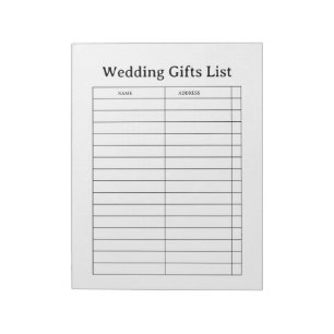 Wedding Gift List Notepad
