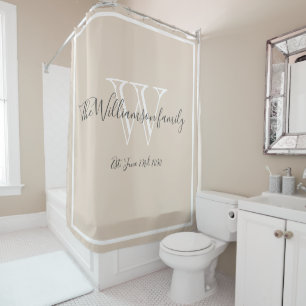 Wedding Gift Minimal Family Monogram Script Rustic Shower Curtain