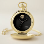 Wedding Gift Minimal Gold Monogram Pocket Watch<br><div class="desc">Modern Minimalist Brushed Metallic Gold Classic Block Typography Monogram Initial White Background Pocket Watch</div>