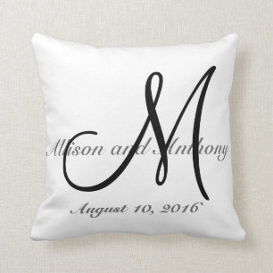 Wedding Gift Monogram Custom Faux Linen Pillow