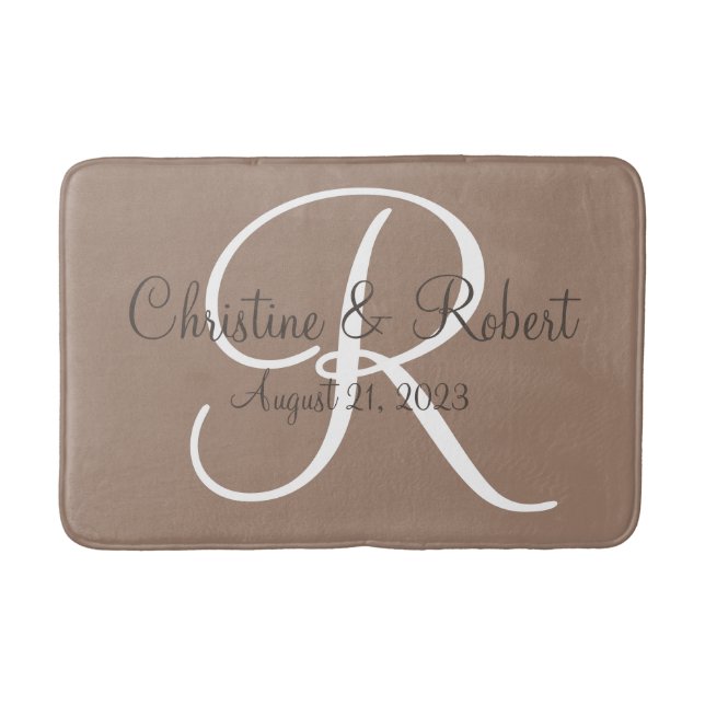 Wedding gift monogrammed bath mat (Front)