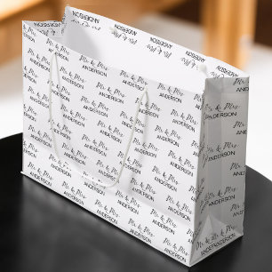 Wedding gift Mr and Mrs personalised bedding set Large Gift Bag