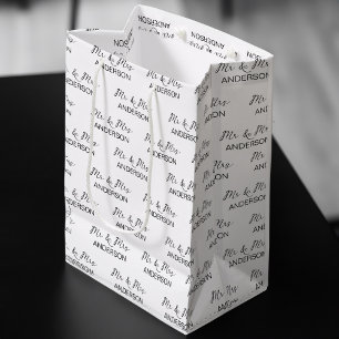 Wedding gift Mr and Mrs personalised name Medium Gift Bag