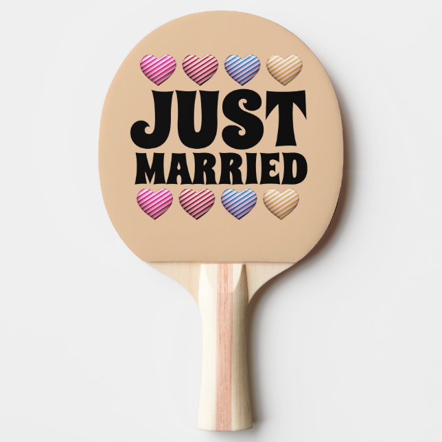 Wedding Gift Ping Pong Paddle, JUST MARRIED Ping Pong Paddle (Front)