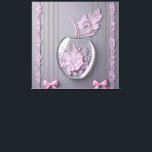 Wedding gift Pink & Gray Floral Glass AI art  Canvas Print<br><div class="desc">Pink & Gray is a beautiful design that shows a gray background with pink lace AI art on the sides with flowers in a crystal glass. It is the perfect gift to offer to someone special.</div>