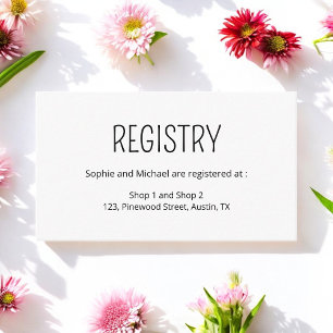 Wedding Gift Registry Black White Enclosure Card