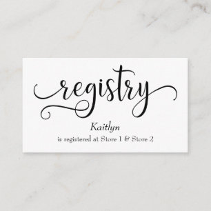 Wedding Gift Registry Cards w/ Elaborate Script