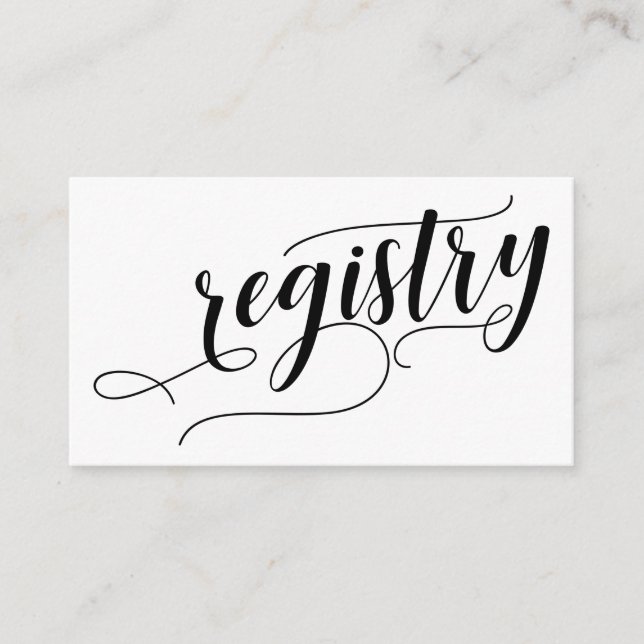 Wedding Gift Registry, Elegant Script Typography Enclosure Card (Front)