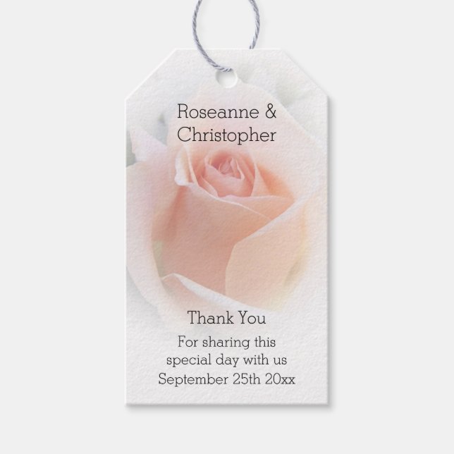 Wedding Gift Tag Peach Pink Rosebud (Front)