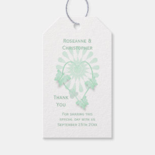Wedding Gift Tag Peppermint Butterflies Heart