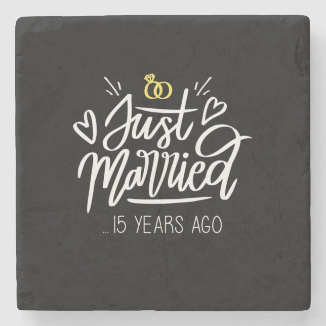 Wedding Gifts | 15th Wedding Anniversary Stone Coaster (Front)