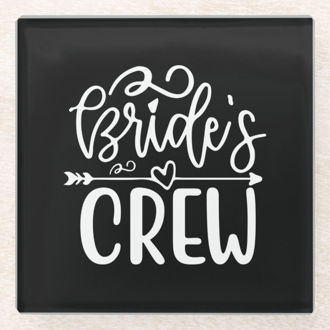 Wedding Gifts | Bride's Crew Glass Coaster (Front)