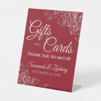 Wedding Gifts & Cards Silver Frills on Crimson Red