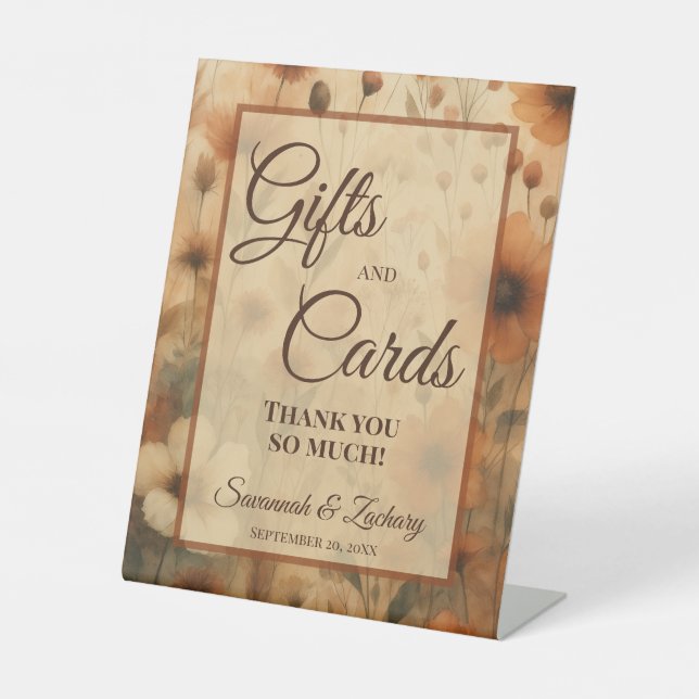 Wedding Gifts & Cards Thank You Sienna Boho Floral Pedestal Sign (Front)