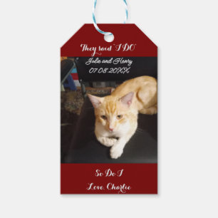 Wedding Ginger Cat Photo Text Customise Gift Tags