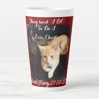 Wedding Ginger Cat Photo Text Customise Latte Mug