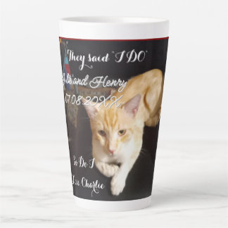 Wedding Ginger Cat Photo Text Customise Latte Mug