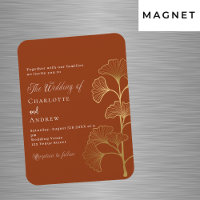 Wedding ginkgo leaf terracotta gold invitation