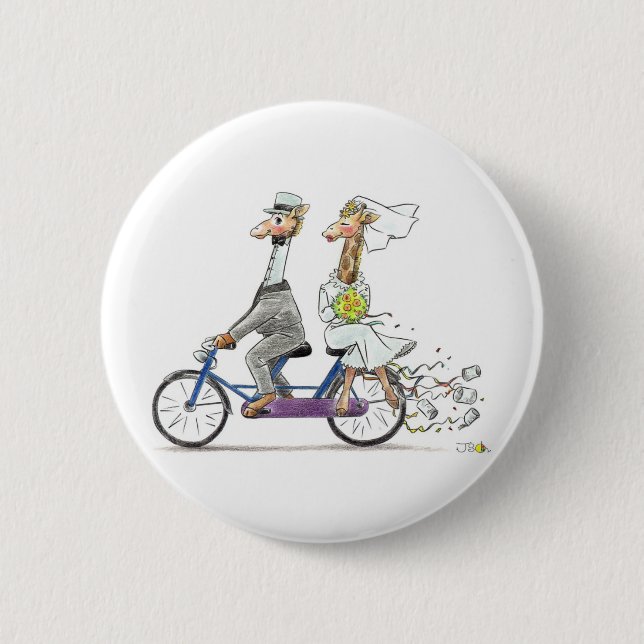 Wedding giraffes 6 cm round badge (Front)