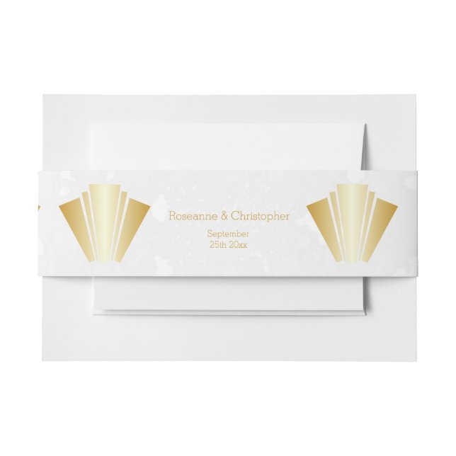Wedding Gold Art Deco Design Invitation Belly Band (Front Example)