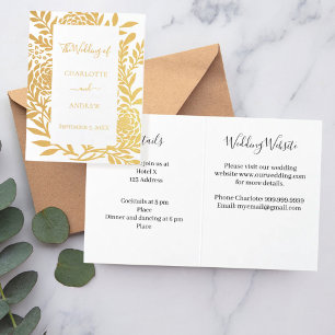 Wedding gold botanical website details luxury foil card