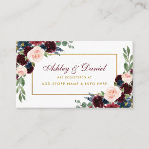 Wedding Gold Burgundy Blue Registry Insert Card GB