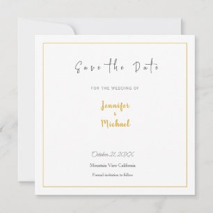 Wedding Gold Colour Calligrapy Script Save the Dat Invitation