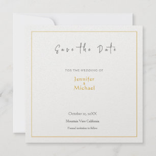 Wedding Gold Colour Calligrapy Script Save the Dat Invitation